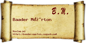 Baader Márton névjegykártya