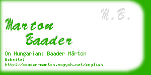 marton baader business card